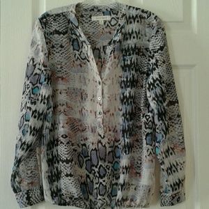 Ellen Tracy Snake Sheer Top Med